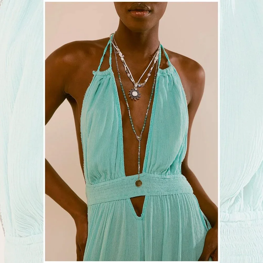 Free People NWT RARE Look Into The Sun Maxi Dress Endless Summer - Picture 2 of 5